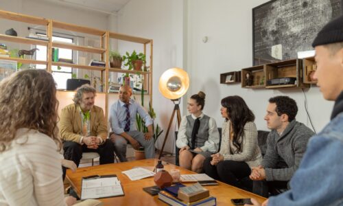 A group of therapist engaging in peer consultation even though they are experienced
